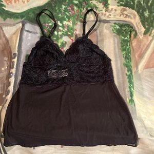 Vassarette lace and mesh camisole top